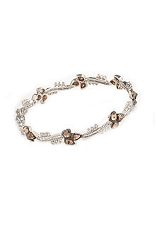 Two-Tone Finish Brown Cubic Zirconia Bangle