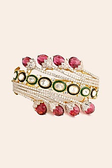 Two Tone Finish Tourmaline & Zirconia Enameled Bracelet