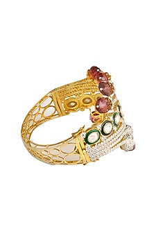 Two Tone Finish Tourmaline & Zirconia Enameled Bracelet