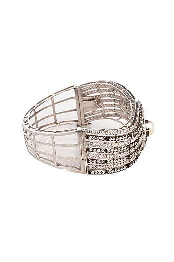 White Finish Cubic Zirconia & Pearl Bracelet