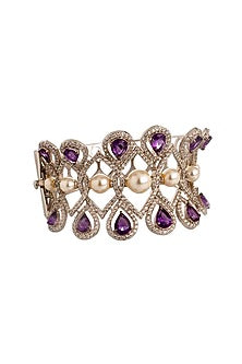 White Finish Amethyst & Zirconia Bracelet
