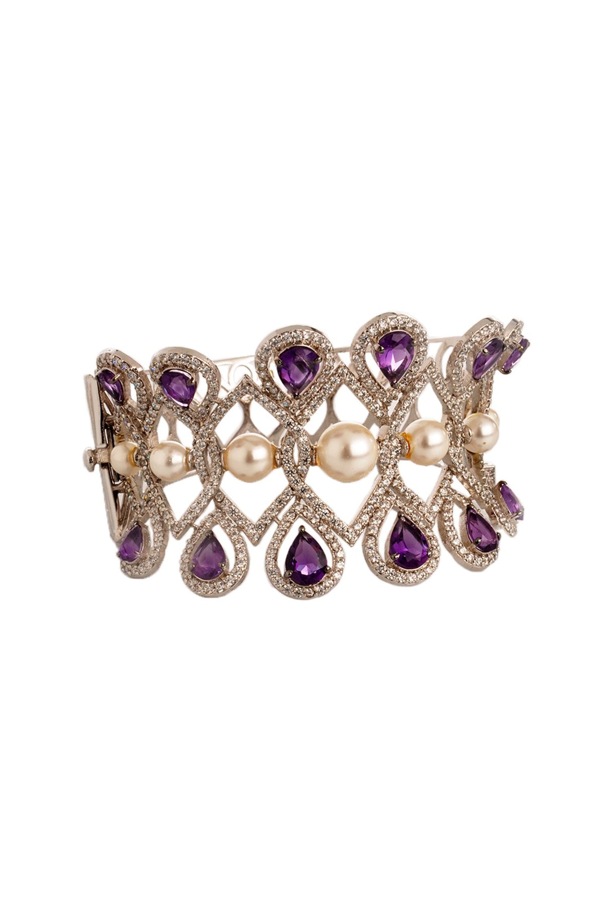 White Finish Amethyst & Zirconia Bracelet