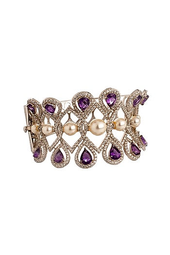 White Finish Amethyst & Zirconia Bracelet