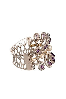 White Finish Amethyst & Zirconia Bracelet