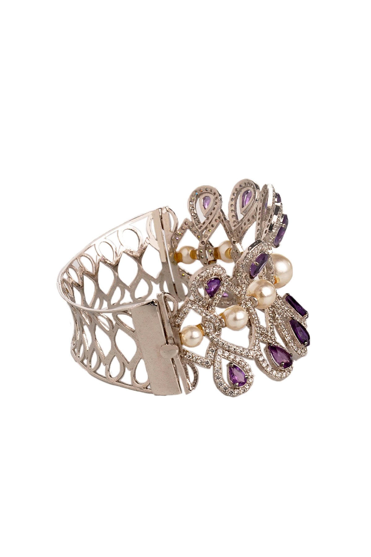 White Finish Amethyst & Zirconia Bracelet