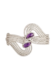 White Finish Amethyst & Zirconia Bracelet