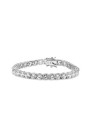 White Finish Cubic Zirconia Bracelet In Sterling Silver