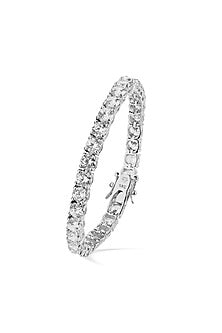 White Finish Cubic Zirconia Bracelet In Sterling Silver