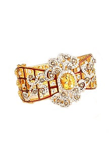 Two-tone Finish Cubic Zirconia & Yellow Topaz Stone Bracelet