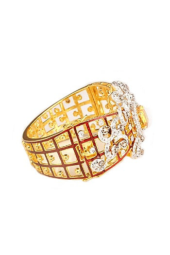 Two-tone Finish Cubic Zirconia & Yellow Topaz Stone Bracelet