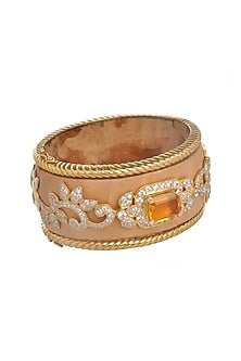 Two-tone Finish Cubic Zirconia Paisley Bangle
