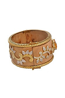 Two-tone Finish Cubic Zirconia Paisley Bangle