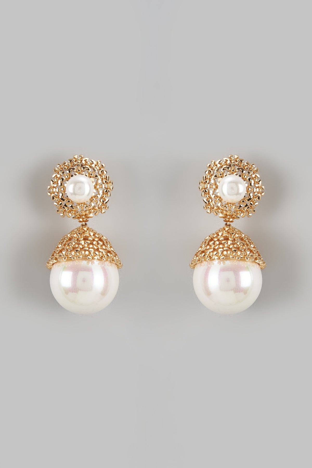 Gold Finish Shell Pearl Dangler Earrings