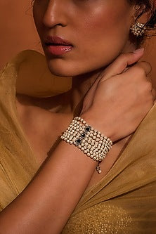 Silver Finish Freshwater & Swarovski Pearl Bracelet In Sterling Silver