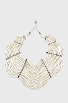 Ivory Swarovski Pearl & Zircon Necklace In Sterling Silver