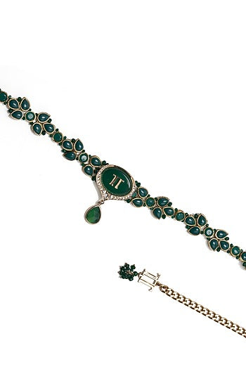 Emerald Cutdana & Kundan Embellished Belt