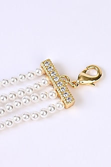 Gold Plated Lab Created Stone & Pearl Bracelet