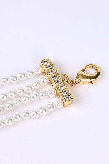 Gold Plated Lab Created Stone & Pearl Bracelet
