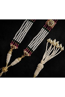 Gold Plated Imitation Stone & Pearl Long Necklace