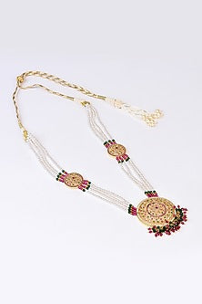 Gold Plated Lab Created Stone & Pearl Necklace