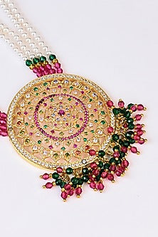 Gold Plated Lab Created Stone & Pearl Necklace