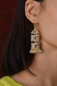 Gold Plated Lab Created Stone & Zircon Hoop Earrings