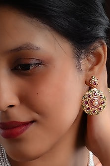 Gold Plated Lab Created Stone & Zircon Dangler Earrings