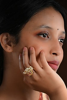 Gold Plated Lab Created Stone & Zircon Ring