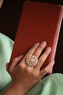 Gold Plated Lab Created Stone & Zircon Ring