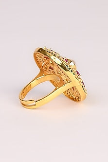 Gold Plated Lab Created Stone & Zircon Ring