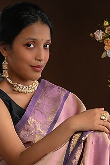 Gold Plated Lab Created Stone & Pearl Choker Necklace Set