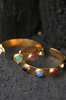 Gold Finish Multi-Colored Stone Bangle