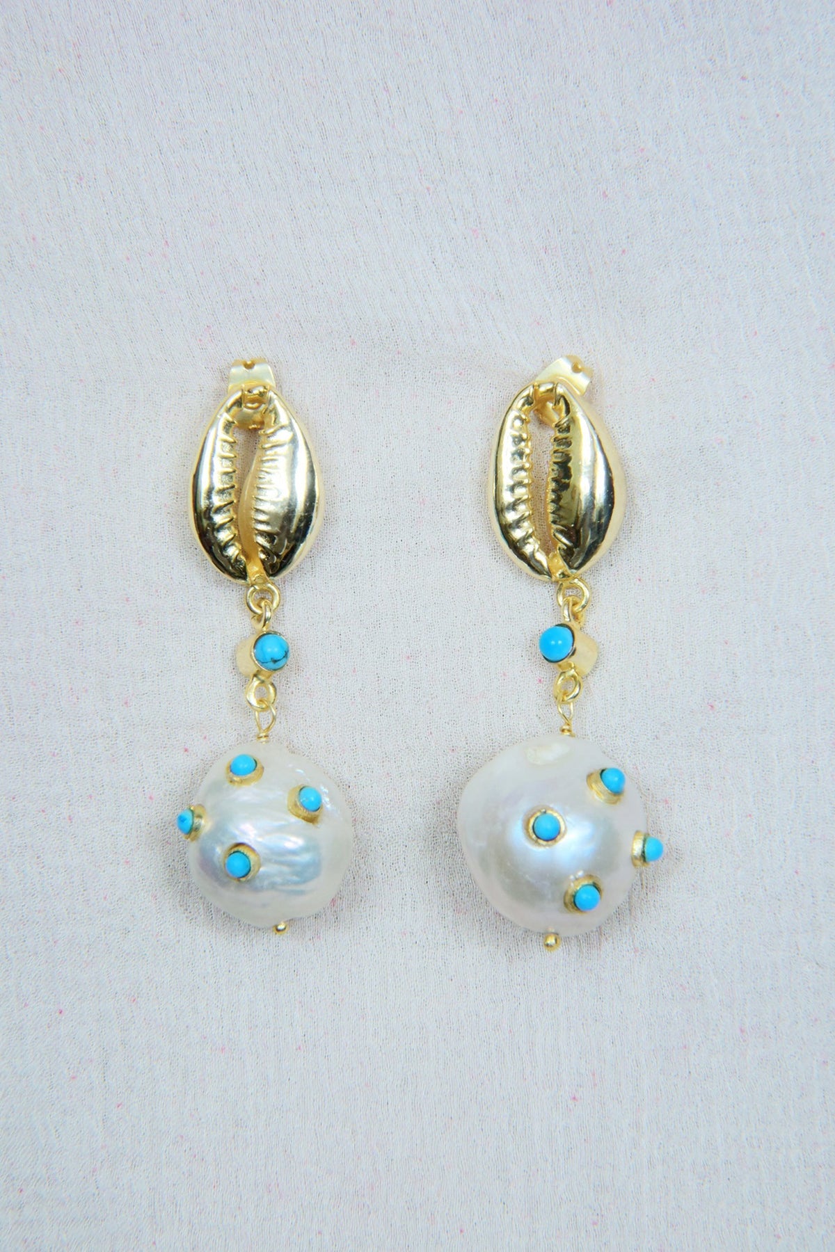 Gold Finish Pearl Stud Earrings