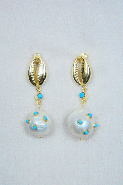 Gold Finish Pearl Stud Earrings
