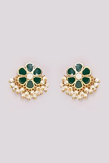 Gold Plated Pearl Enamelled Necklace Set