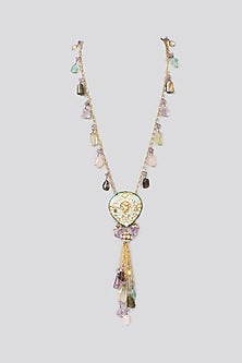 Gold Finish Semi-Precious Stone Meenakari Necklace
