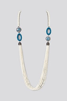 Two-Tone Finish Semi-Precious Stone & Pearl Necklace