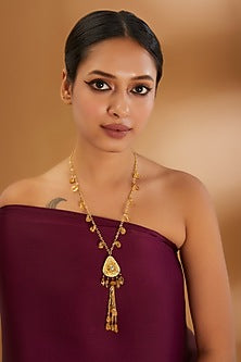 Gold Finish Semi-Precious Stone Meenakari Necklace