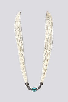 Two-Tone Finish Semi-Precious Stone & Beaded Necklace