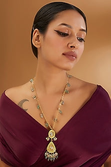 Gold Finish Semi-Precious Stone Meenakari Necklace