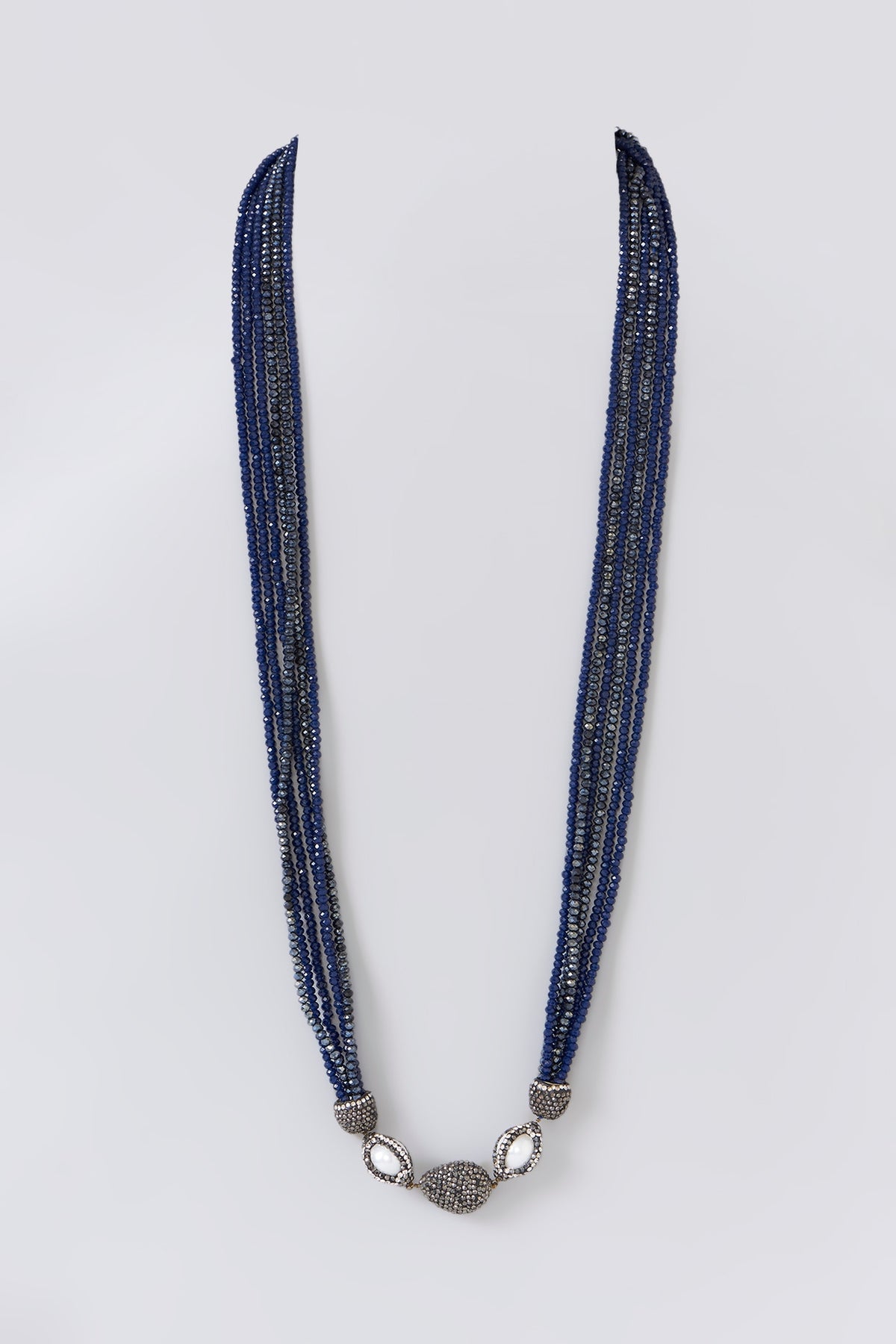 Two-Tone Finish Semi-Precious Stone & Beaded Necklace