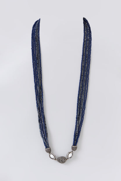 Two-Tone Finish Semi-Precious Stone & Beaded Necklace