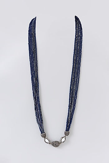 Two-Tone Finish Semi-Precious Stone & Beaded Necklace
