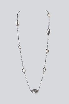 Black Rhodium Finish Semi-Precious Stone & Beaded Necklace