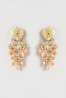 Gold Plated Semi-Precious Stone Meenakari Dangler Earrings