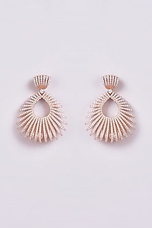 Rose Gold Finish Zircon Dangler Earrings