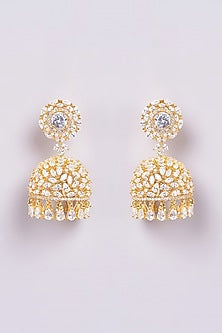 Gold Finish Zircon Dangler Earrings