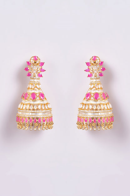Gold Finish Zircon & Semi-Precious Stone Dangler Earrings