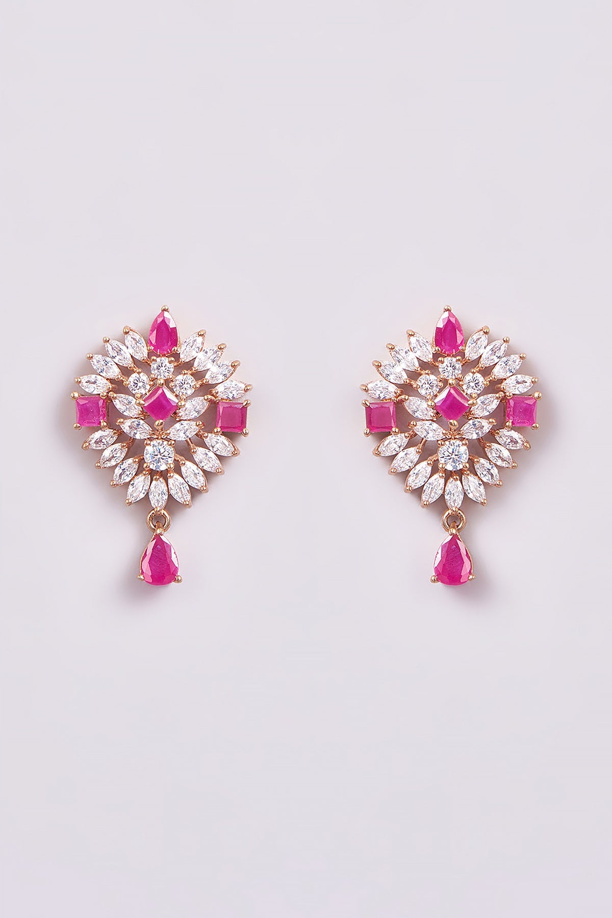 Rose Gold Finish Zircon & Semi-Precious Stone Necklace Set