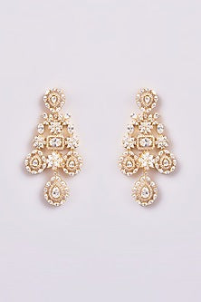Gold Finish Zircon Dangler Earrings